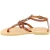 Women's thong sandals with handmade crossed laces in brown calfskin
