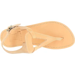 Women's handmade drop-shaped thong sandals in nude calfskin