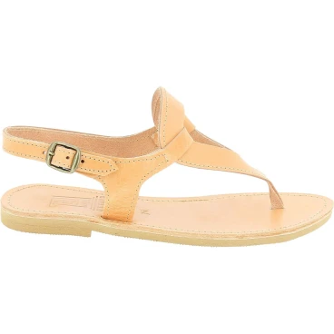 Tropfenförmige sandalen für Damen handgefertigt aus nacktem Kalbsleder