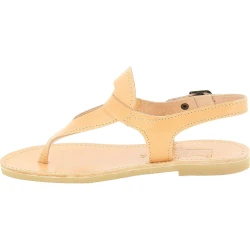Women's handmade drop-shaped thong sandals in nude calfskin