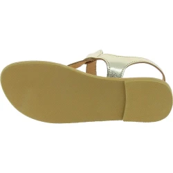 Sandalias para mujer en forma de gota hechas a mano en piel de becerro laminada dorada