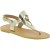Women's handmade drop-shaped thong sandals in gold laminated calfskin