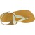 Women's handmade drop-shaped thong sandals in gold laminated calfskin