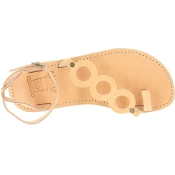 Sandales tongs pour femmes avec cercles faites à la main en cuir de veau couleur nude