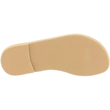 Handgefertigte Damen sandalen mit Kreisen aus nacktem Kalbsleder