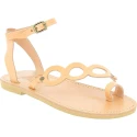 Handgefertigte Damen sandalen mit Kreisen aus nacktem Kalbsleder