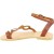 Women's thong sandals with circles handmade in brown color calfskin