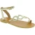 Handgefertigte Damen sandalen mit Kreisen aus goldlaminiertem Kalbsleder