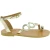 Handgefertigte Damen sandalen mit Kreisen aus goldlaminiertem Kalbsleder