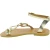 Handgefertigte Damen sandalen mit Kreisen aus goldlaminiertem Kalbsleder