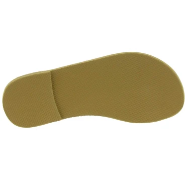 Sandali infradito a cerchi da donna fatti a mano in pelle di vitello laminata oro