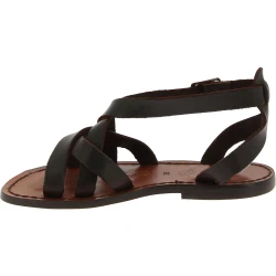 Sandalias de cuero hecho a mano en cuero marrón para lenceria