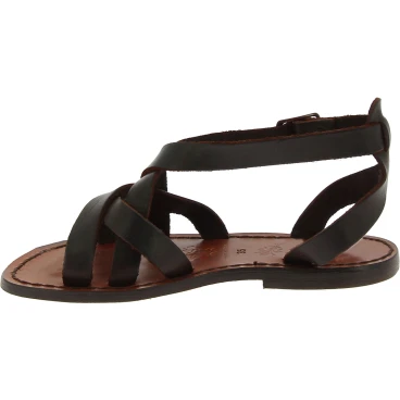 Hand gefertigte Damen-Sandalen aus braunem Leder