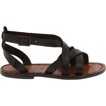 Hand gefertigte Damen-Sandalen aus braunem Leder