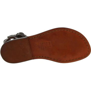 Hand gefertigte Damen-Sandalen aus braunem Leder
