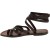 Sandalias tiras marron oscuro de cuero para mujeres hechas a mano en Italia