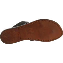 Sandalias tiras marron oscuro de cuero para mujeres hechas a mano en Italia