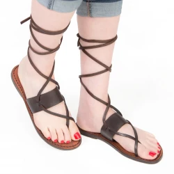 Brown leather strappy sandals Handmade in Italy