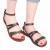 Handmade women's flat sandals dark brown leather
