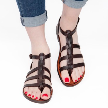Women's dark brown gladiator sandals Handmade in Italy