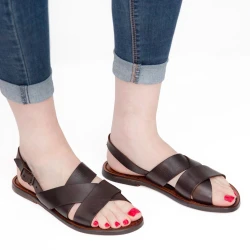Braune Franziskaner Ledersandalen für Damen in Italien von Handgefertigt
