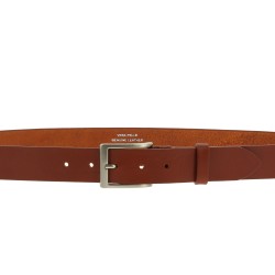 Vegetable tanned leather belt with classic metal buckle