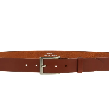 Vegetable tanned leather belt with classic metal buckle