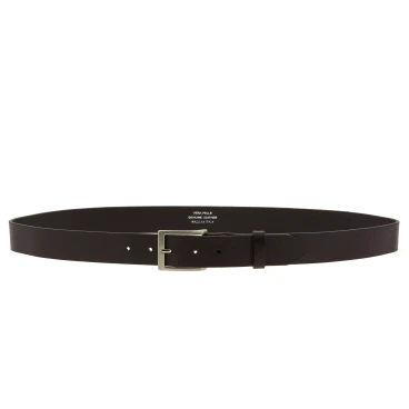 Ceinture en cuir marron foncé au tannage végétal avec boucle en métal