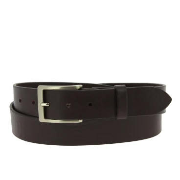Ceinture en cuir marron foncé au tannage végétal avec boucle en métal