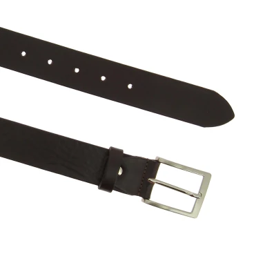 Ceinture en cuir marron foncé au tannage végétal avec boucle en métal