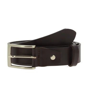 Ceinture en cuir marron foncé au tannage végétal avec boucle en métal
