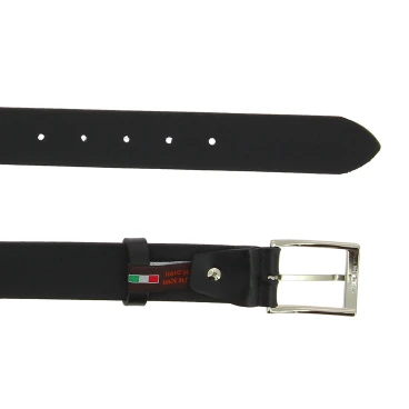 Ceinture en cuir noir au tannage végétal avec boucle en métal