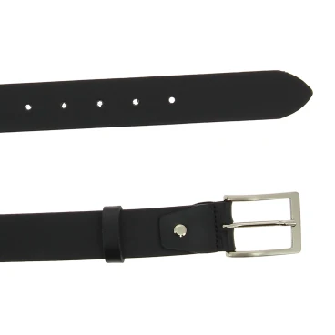 Ceinture en cuir noir au tannage végétal avec boucle en métal
