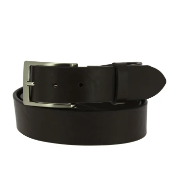 Ceinture en cuir noir au tannage végétal avec boucle en métal