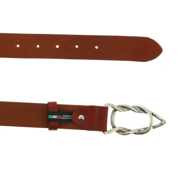 Ceinture en cuir de taureau marron avec boucle en métal
