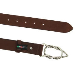 Ceinture en cuir de taureau marron foncé avec boucle en métal