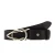 Cintura in pelle di toro nera con fibbia casual in metallo