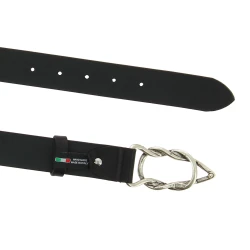 Schwarze Bullenledergürtel mit lässiger Metallschnalle