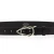 Cintura in pelle di toro nera con fibbia casual in metallo