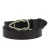 Cintura in pelle di toro nera con fibbia casual in metallo