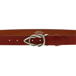 Ceinture en cuir de taureau marron avec boucle en métal