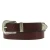 Ceinture en cuir marron foncé avec boucle et pointe en métal gravé