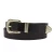 Ceinture en cuir noir avec boucle et pointe en métal gravé
