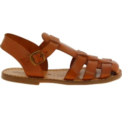 Braune Damen-Sandalen aus echtem Leder in Italien von Handgefertigt