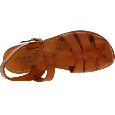 Tan flat sandals for women real leather Handmade in Italy