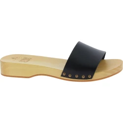Handgefertigte Holzclogs für Herren mit schwarzem Lederband