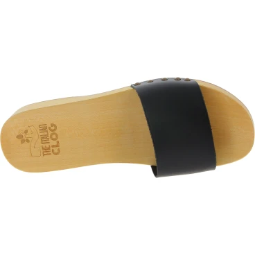 Handmade wooden clogs for men with black leather band
