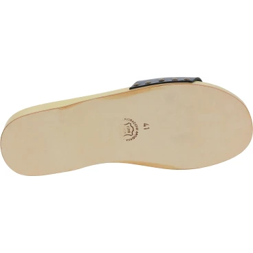 Handmade wooden clogs for men with black leather band