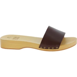 Zuecos de madera para hombre con correa de piel marrón oscuro