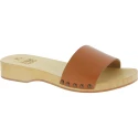 Handmade wooden clogs for men with tan leather band